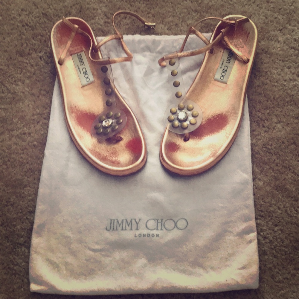 Jimmy choo flat rose gold sandals